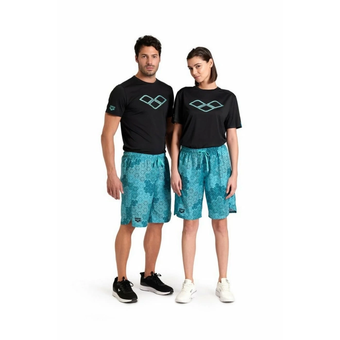 Arena Team Bermuda Panel Allover Unisex Bermuda Şort Mavi/Desenli