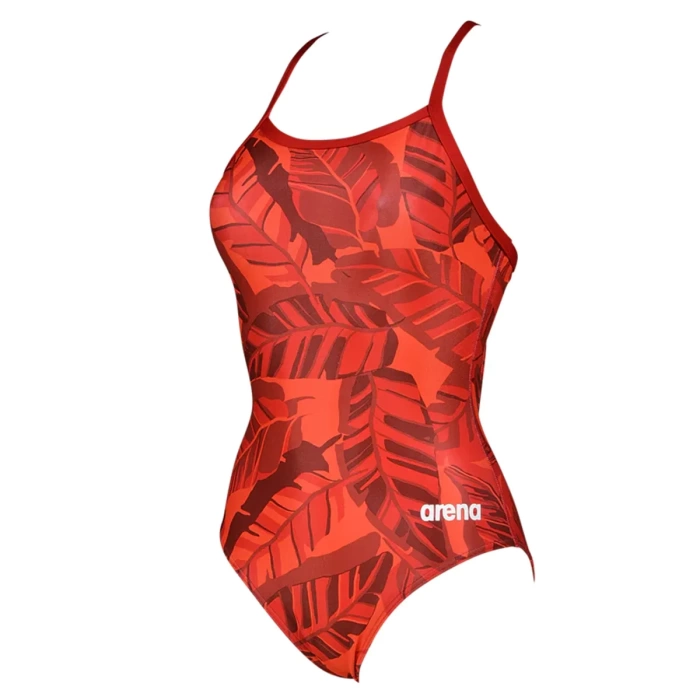 Arena W Tropicals Light Drop Back One Piece Kadın Kırmızı Yüzücü Mayosu