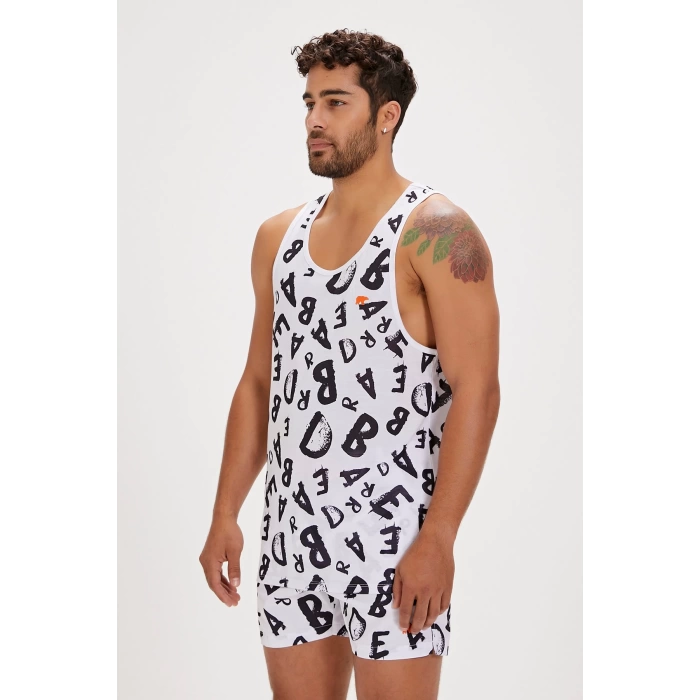 BAD BEAR Bling Off-White Mens Tank Top