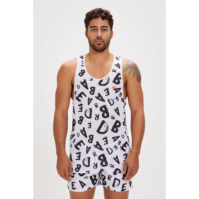 BAD BEAR Bling Off-White Mens Tank Top