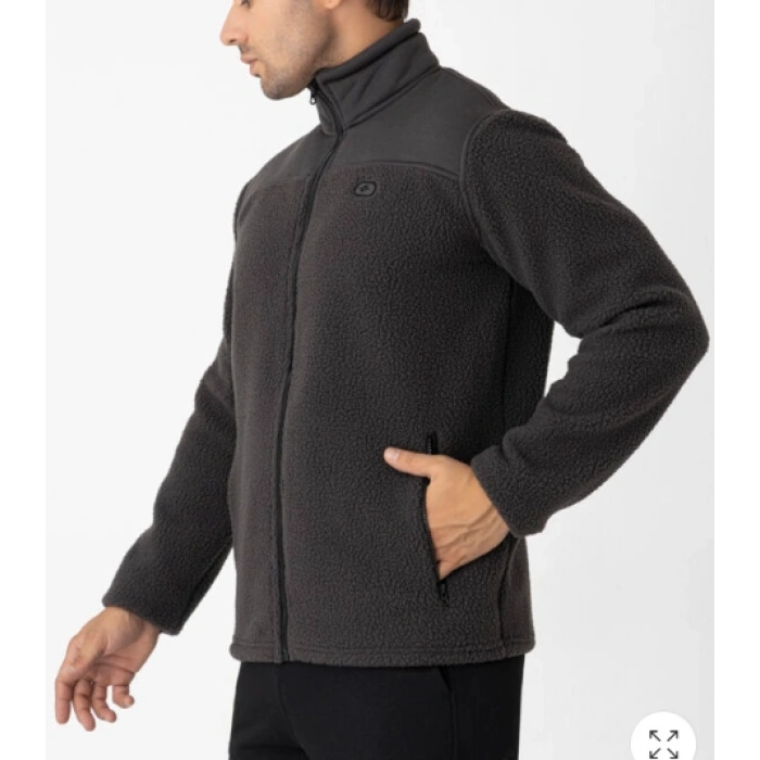 Crozwise Siyah Erkek Tam Fermuarlı Polar Sweat