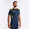 joma championship vii short sleeve t-shirt navy yellow