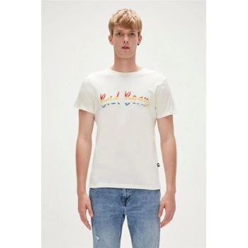 Bad Bear Manuscript T-Shirt Off-White Beyaz Baskılı Erkek Tişört