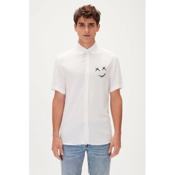 Bad Bear Smile Off-White Mens Short Sleeve Shirt