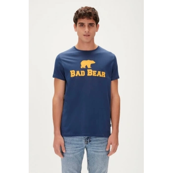 Bad Bear Tee T-Shirt Indigo Mavi Logo Baskılı Erkek Tişört