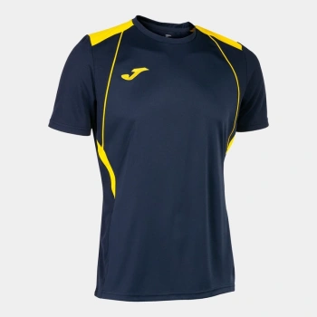 joma championship vii short sleeve t-shirt navy yellow