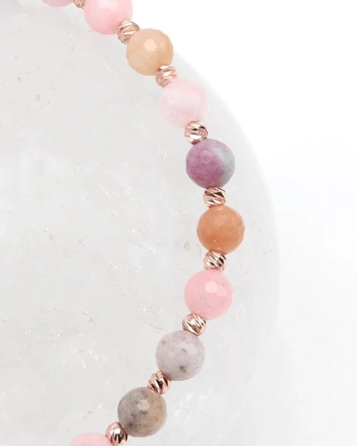 Renkli Kuvars Doğal Taş Makrome Örme Bileklik Fasetli Küre Kesim