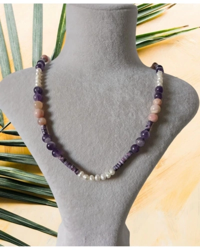 AMETİST İNCİ VE GÜNEŞ TAŞI KOLYE