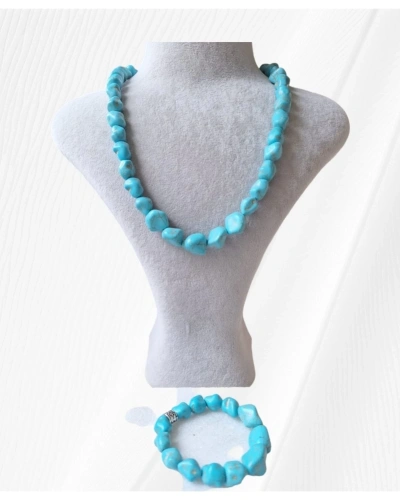 TURKUAZ BİLEKLİK VE KOLYE DOĞAL TAŞ SET