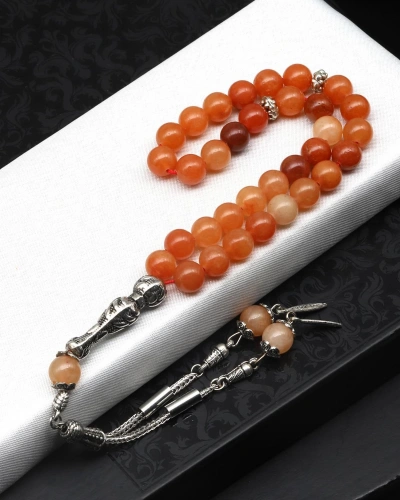 Orange Jade Doğal Taş Tesbih 8 mm Küre Kesim