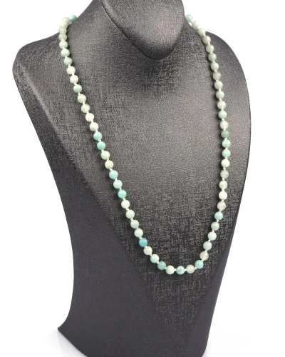 Amazonit Doğal Taş 6 mm Düğümlü Kolye