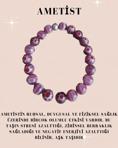 AMETİST TAŞI DOĞAL TAŞ BİLEKLİK