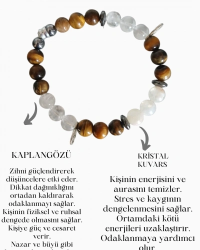 KAPLANGÖZÜ KRİSTAL KUVARS BİLEKLİK 20CM