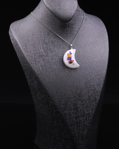 Selenit - Çakra Doğal Taş Ay Model Kolye