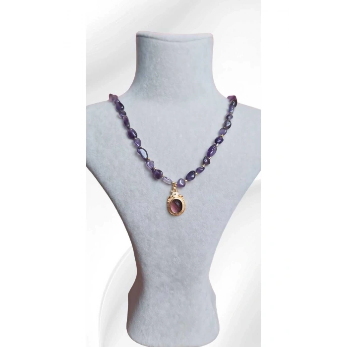 AMETİST DOĞAL TAŞ KOLYE 30CM