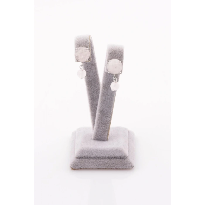 Pembe Kuvars Doğal Taş Küpe