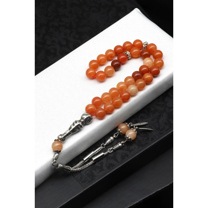 Orange Jade Doğal Taş Tesbih 8 mm Küre Kesim