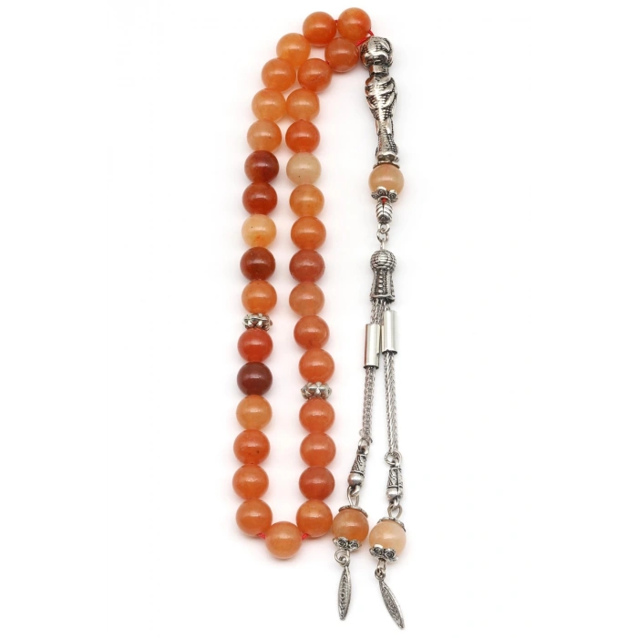 Orange Jade Doğal Taş Tesbih 8 mm Küre Kesim