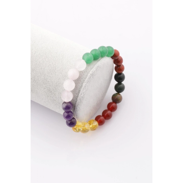 Koç Burcu Taşlarından Oluşan Doğal Taş Bileklik 8 mm Küre Kesim - Burç Bilekliği