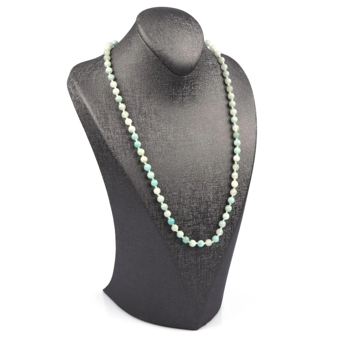 Amazonit Doğal Taş 6 mm Düğümlü Kolye