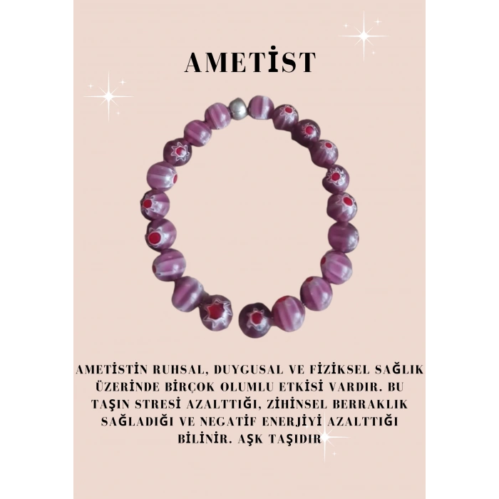 AMETİST TAŞI DOĞAL TAŞ BİLEKLİK