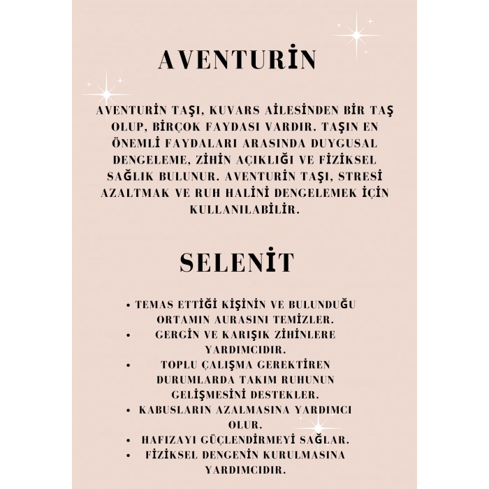 AVENTURİN VE SELENİT DOĞAL TAŞ BİLEKLİK