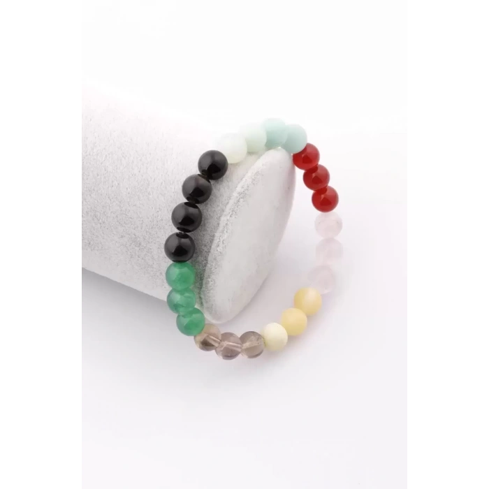 Başak Burcu Taşlarından Oluşan Doğal Taş Bileklik 8 mm Küre Kesim - Burç Bilekliği