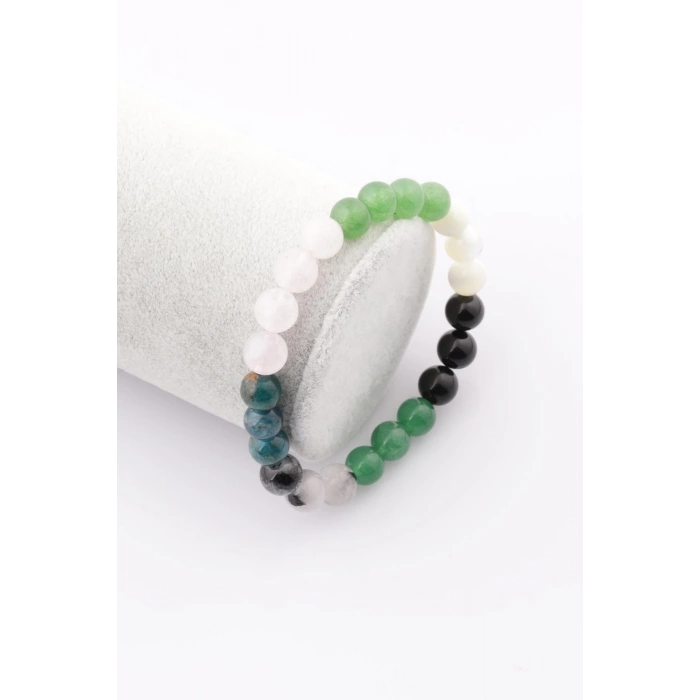 Boğa Burcu Taşlarından Oluşan Doğal Taş Bileklik 8 mm Küre Kesim - Burç Bilekliği