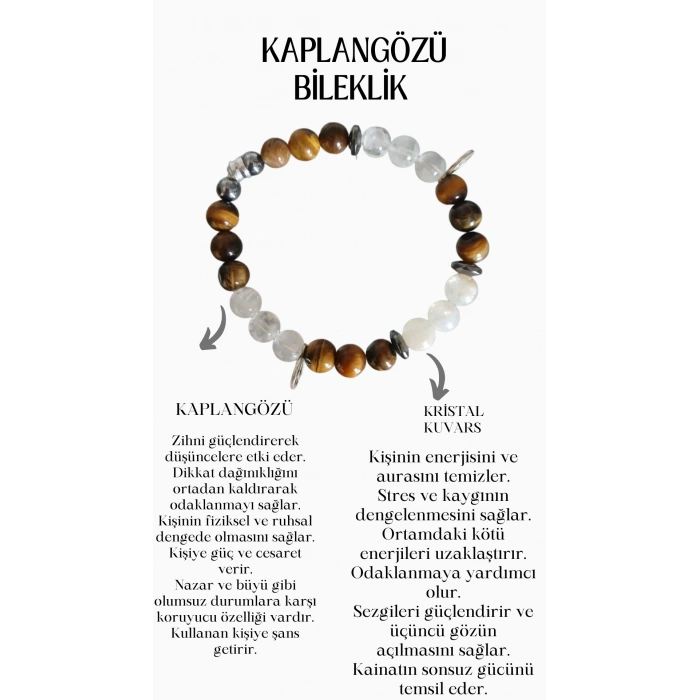 KAPLANGÖZÜ KRİSTAL KUVARS BİLEKLİK 20CM
