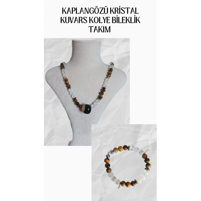 KAPLANGÖZÜ KRİSTAL KUVARS KOLYE SET 40CM
