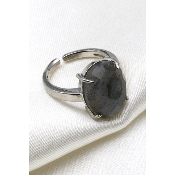 Labradorit Doğal Taş Ayarlanabilir Yüzük