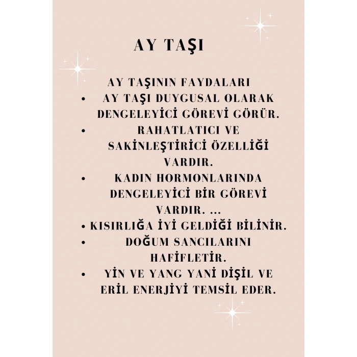 MELEK KANADI AY TAŞI DOĞAL TAŞ KOLYE 20cm