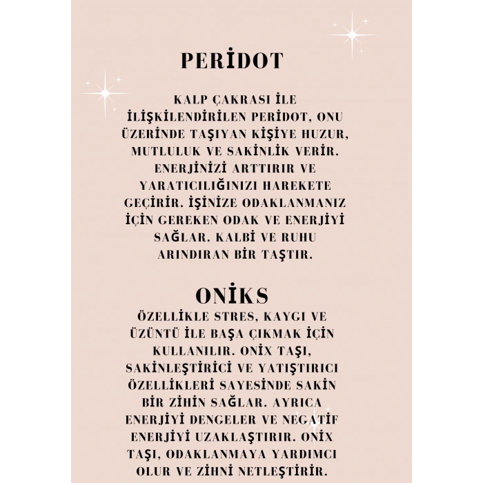 ONİKS VE PERİDOT DOĞAL TAŞ BİLEKLİK