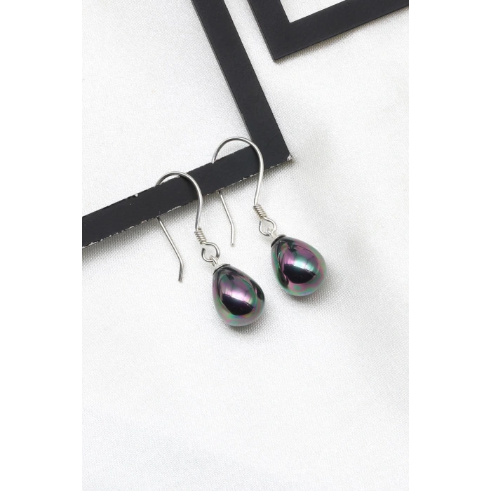 Renkli Mayorka İnci Doğal Taş 925 Ayar Gümüş Küpe