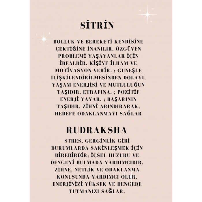 SİTRİN VE RUDRAKSHA DOĞAL TAŞ UZUN KOLYE