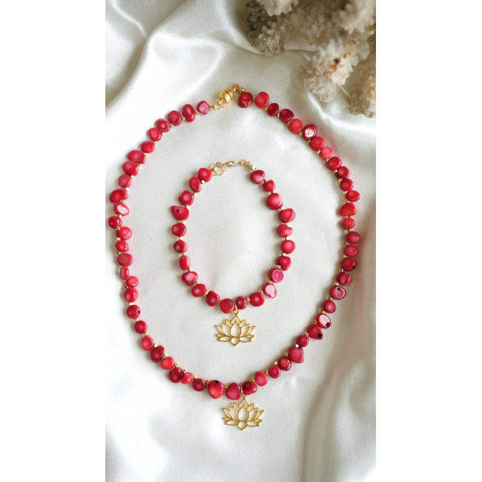 KÖK MERCAN KOLYE VE BİLEKLİK SET