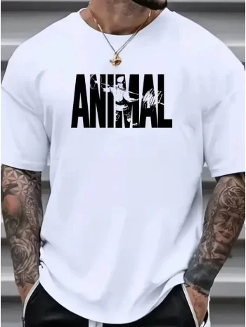 Monolyamy Baskılı Oversize Bisiklet Yaka T-shirt - Beyaz