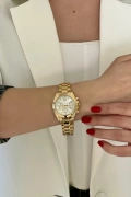 Neper Model Gold İçi Beyaz Kadın Kol Saati