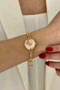 Ra Model Gold İçi Pembe Kadın Kol Saati