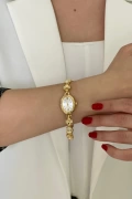Set Model Gold İçi Beyaz Kadın Kol Saati