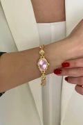 Set Model Gold İçi Pembe Kadın Kol Saati
