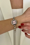 Shu Model Silver İçi Pembe Kadın Kol Saati