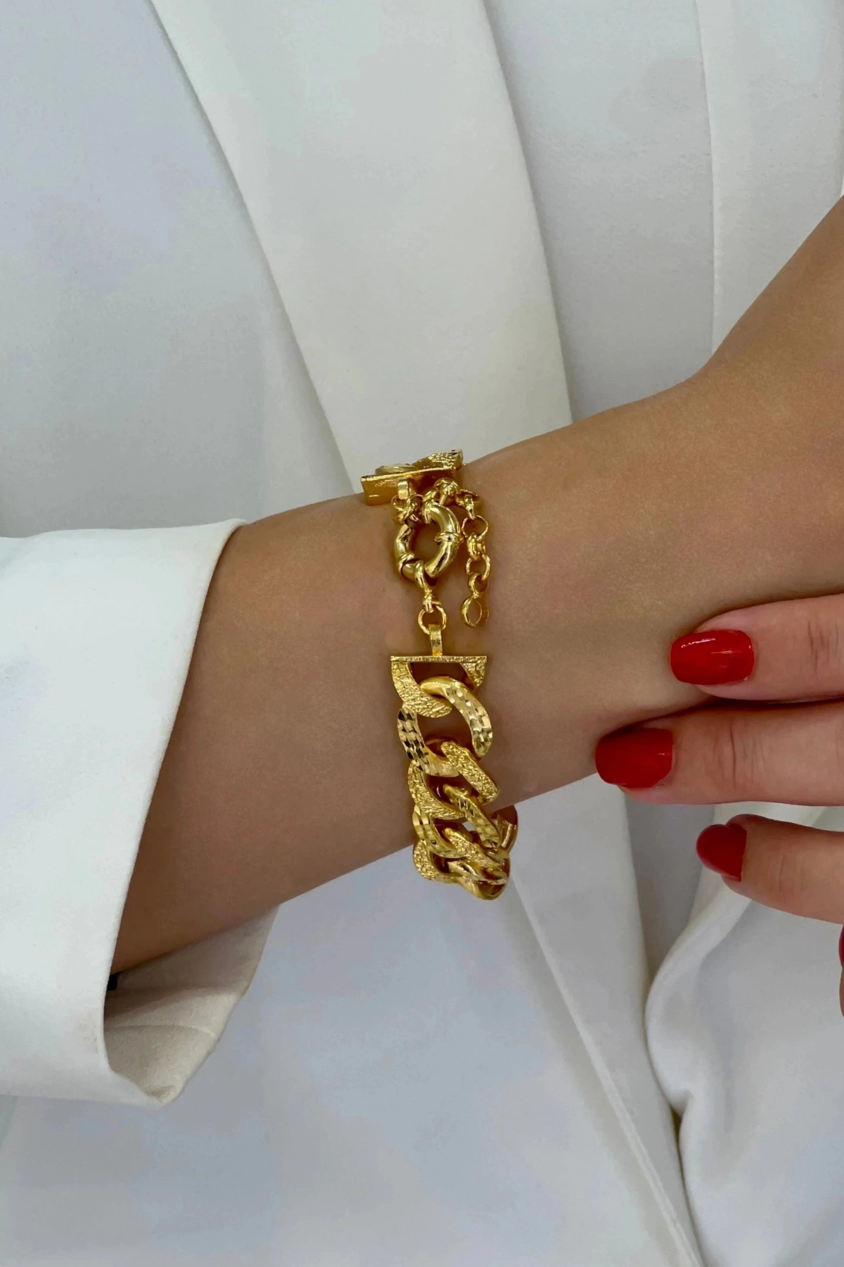 Sim Detay Samanyolu Model Gold Altın Kaplama Kuyum Bileklik