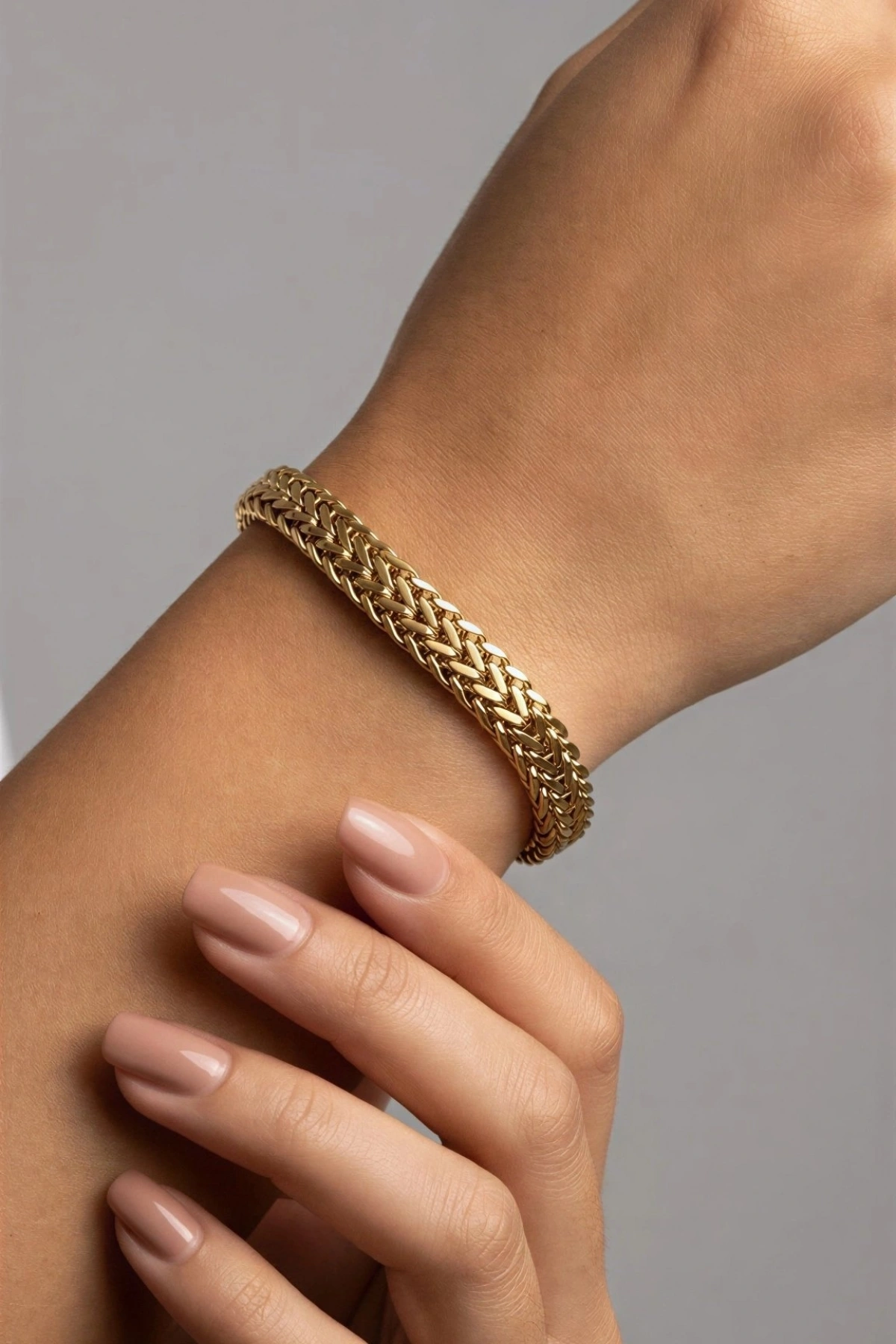 Çift Sıra Sırma Model Gold Altın Kaplama Çelik Bileklik