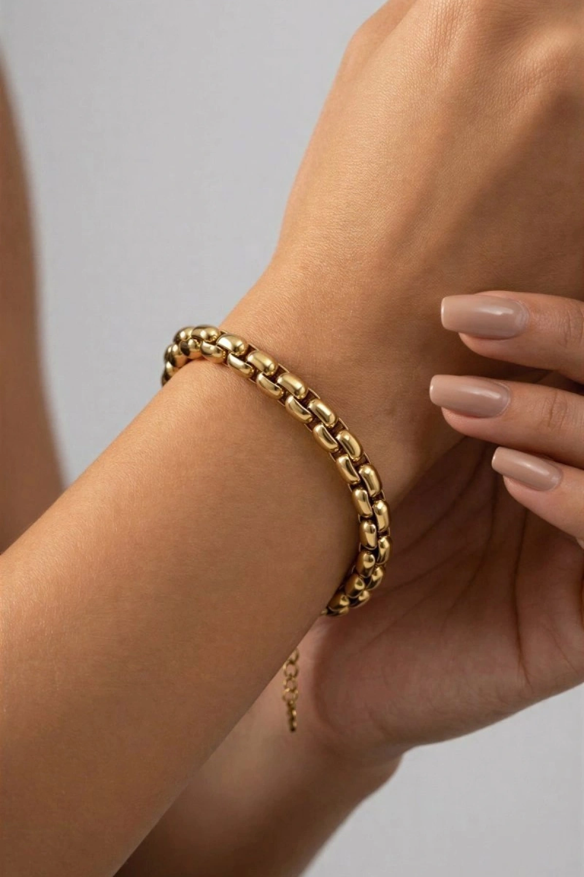 Horus Model Gold Altın Kaplama Çelik Bileklik