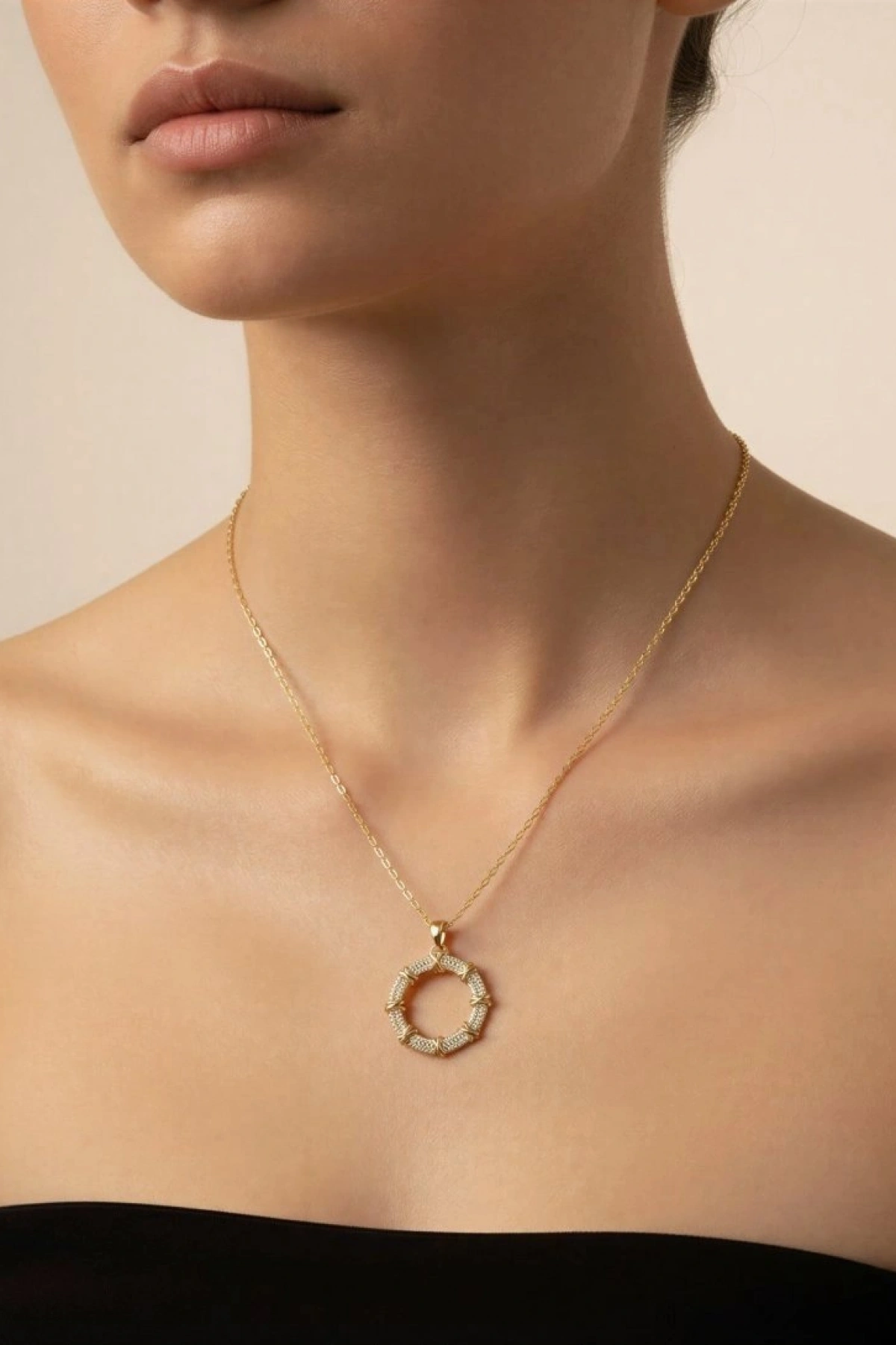 Çarpı Detay Halka Model Gold Altın Kaplama Bileklik