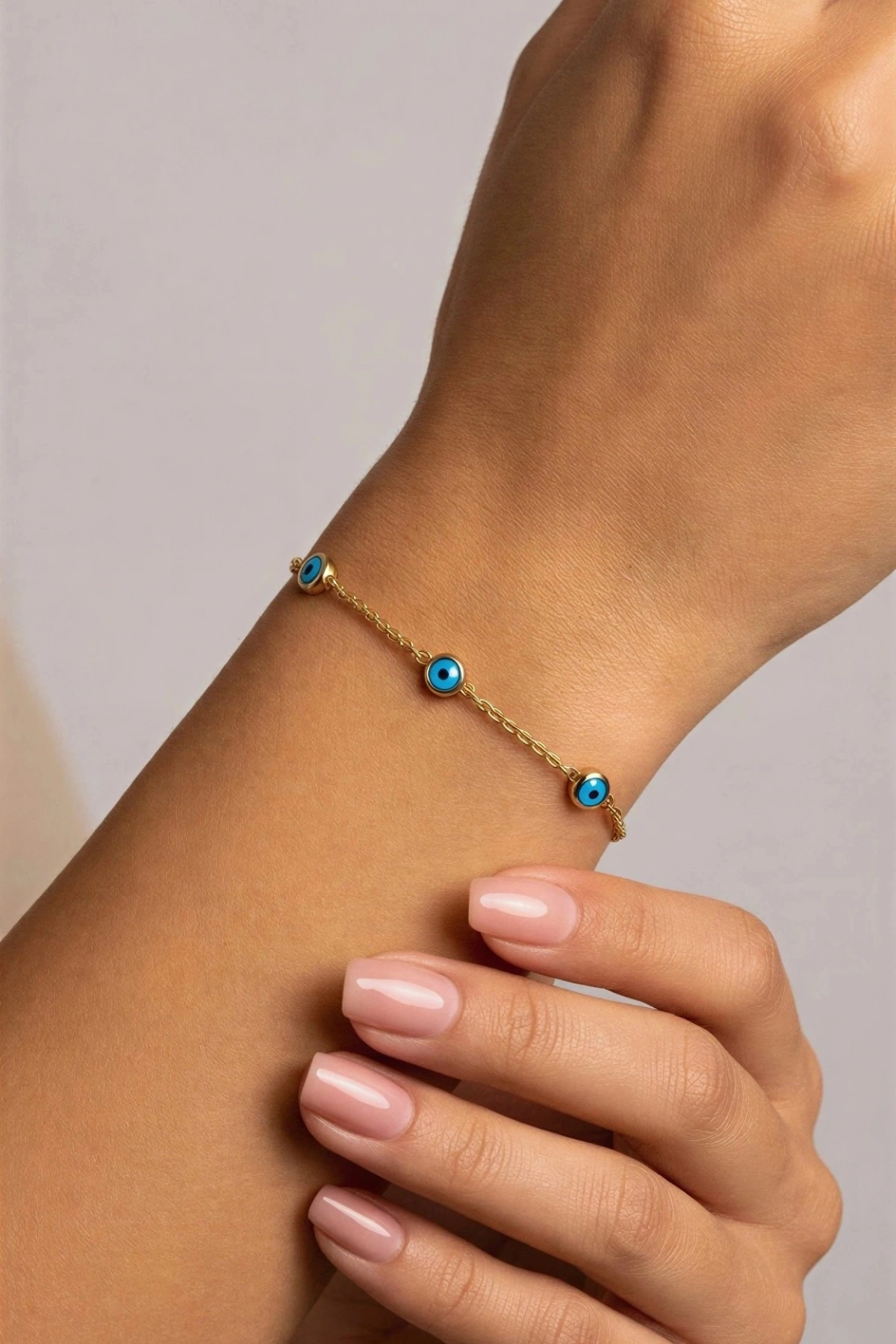 Üç Göz Model Gold Altın Kaplama Çelik Bileklik