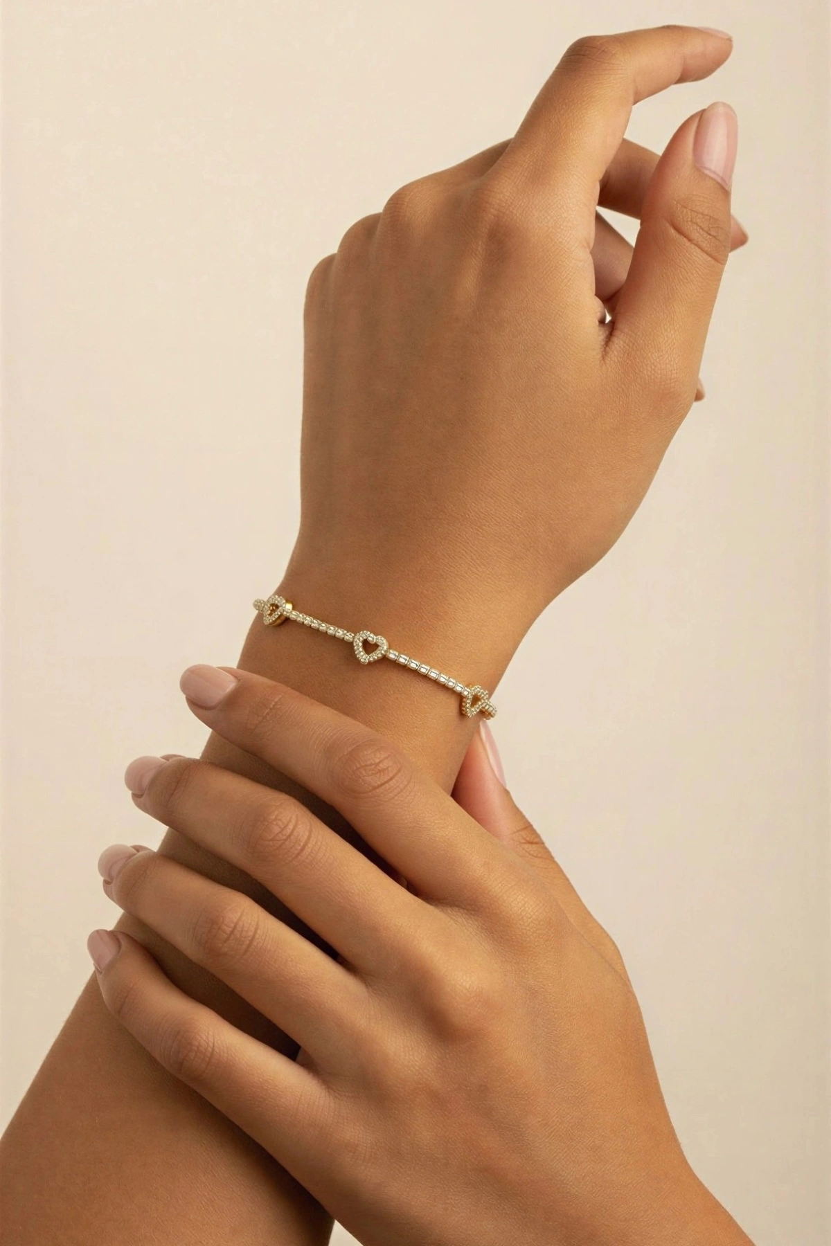 Su Yolu Model Boş Kalp Detay Gold Altın Kaplama Bileklik