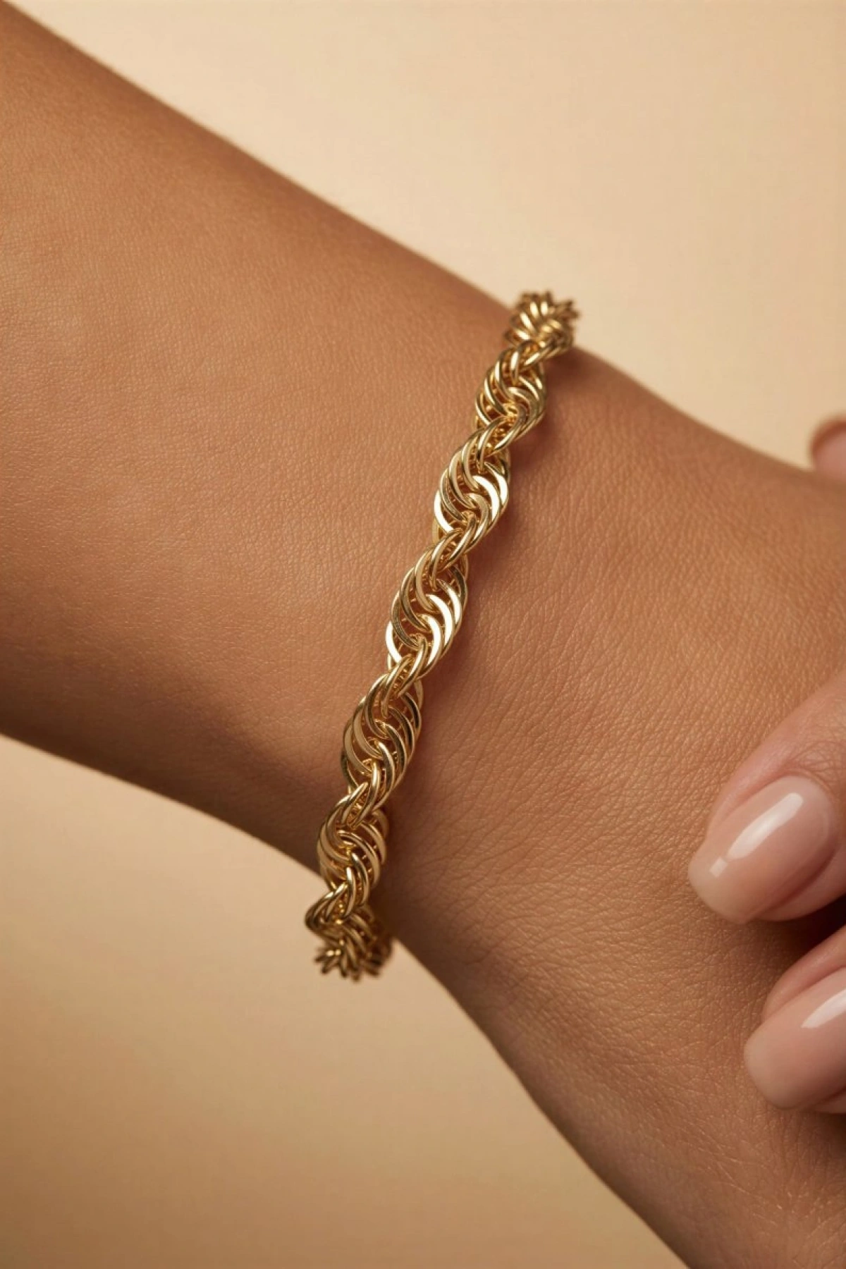 Halkalı Geçiş Model Gold Altın Kaplama Bileklik