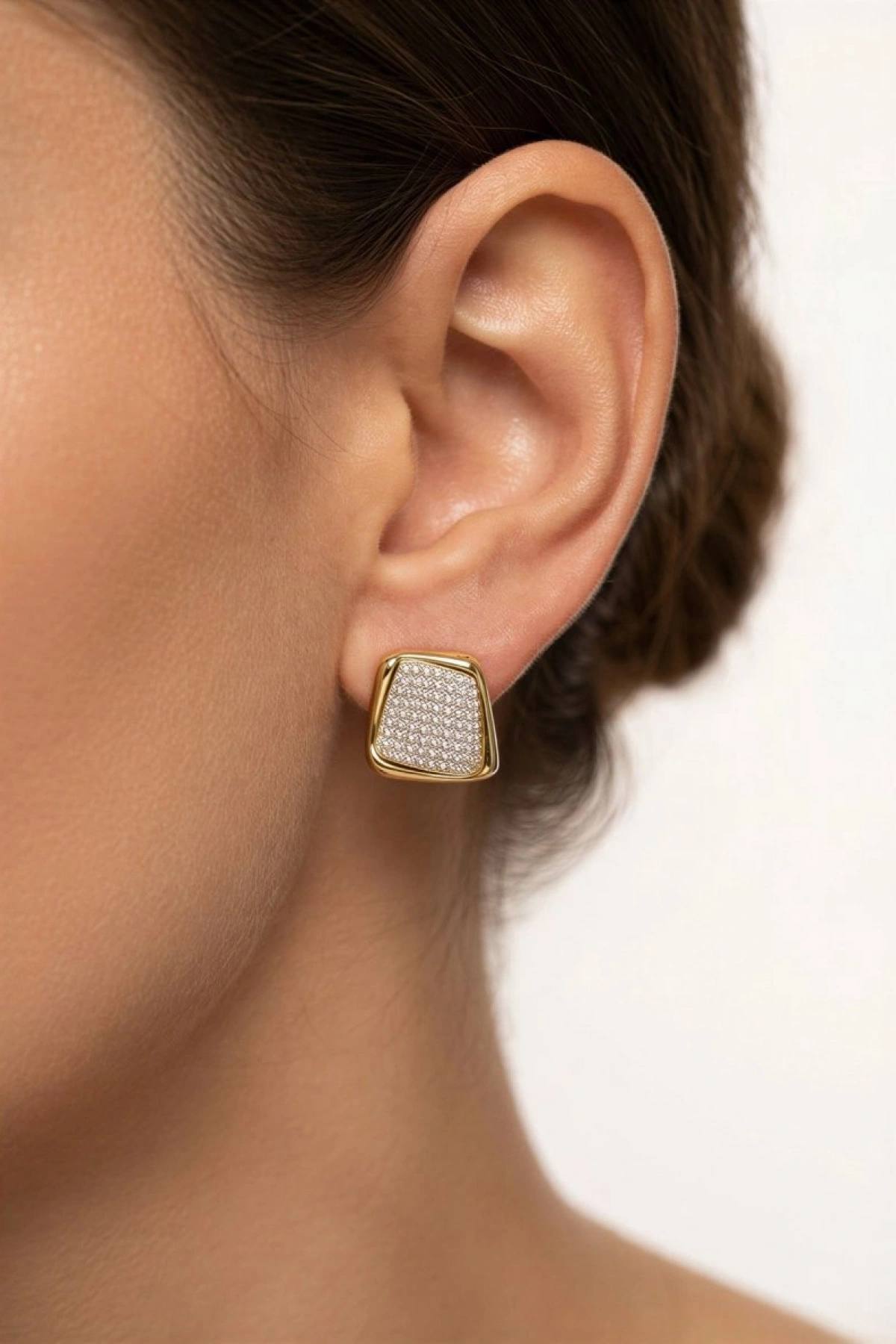 Asimetrik Model Gold Altın Kaplama Küpe